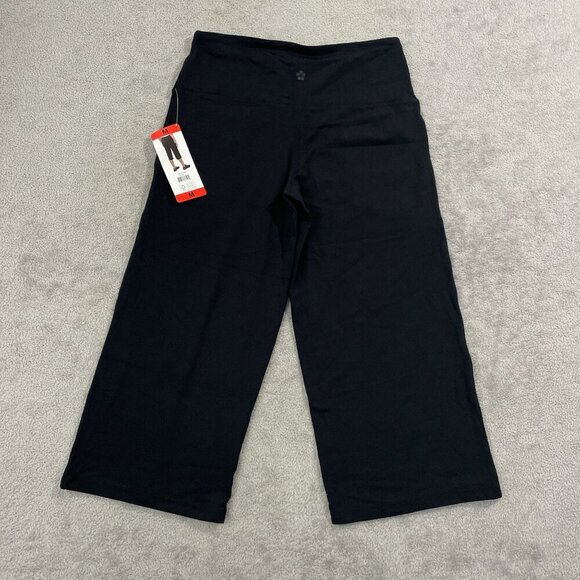 NEW Tuff Athletics Womens M Black Capri Activewear Pants Nylon Spandex Stretch - Picture 2 of 8